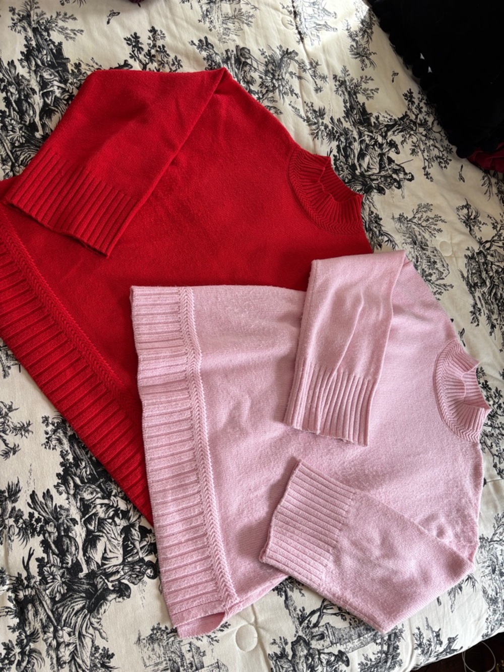 Tahari Red (large) and Pink (medium) Women Sweaters - Crewneck Knit Duo